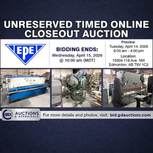 Metal Fabrication, Shop Equipment & MORE | Unreserved Online Closeout Auction