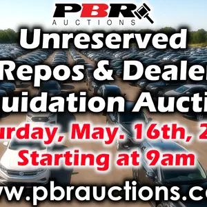 Unreserved Bank Repos & Dealerships Liquidation Auction - May 16th, 2026 - Starting at 9am