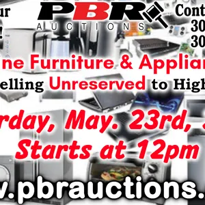 Unreserved Live Online Furniture & Appliance Auction - May 23rd, 2026 - Starting at 12pm