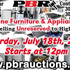 Unreserved Live Online Furniture & Appliance Auction - July 18th, 2026 - Starting at 12pm