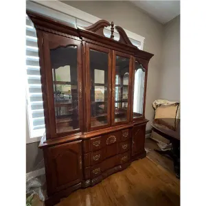 Complete Solid Cherry Wood Dining Room Set â€“ Table, 8 Chairs & 2 Extension Leaves
