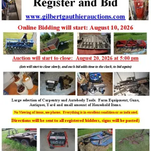 ONLINE TIMED AUCTION SALE FOR PAT PHILIPPE AND THE LATE NORMAND PHILIPPE - Carman MB