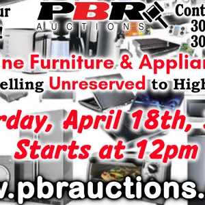 Unreserved Live Online Furniture & Appliance Auction - April 18th, 2026 - Starting at 12pm