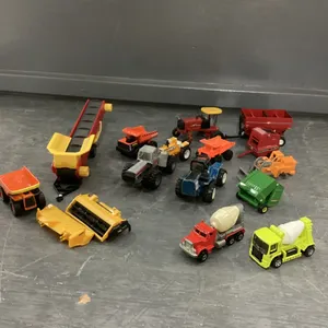 SMALL BOX OF MINI TRACTORS, CONVEYOR, BALERS, DUMP TRUCKS, ETC