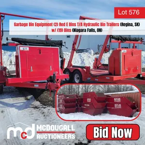 Garbage Bin  Equipment (2) Red E Bins T/A Hydraulic Bin Trailers w/ (19) Bins
 RESERVE LIFTED