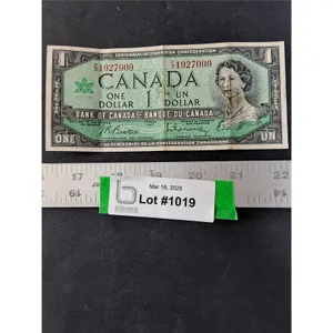 1967 Beattie/Rasminsky Centennial Serial Numbered 1 Dollar Note