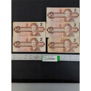 5 - 1986 Canadian 2 Dollar Bills