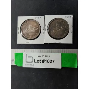 1951 & 1953 Canadian Silver Dollars