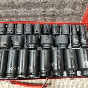 Unused 35 Piece 1/2" Drive Air Impact Socket Set, Steel Case 