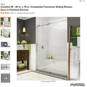 Aston Coraline Frameless Glass Sliding Shower Door
 UNRESERVED