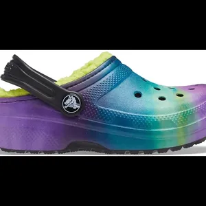 New: Size J3 Kids - Crocs Classic Lined Clog - Black/Lime Punch Roomy Fit - Retails For 65$