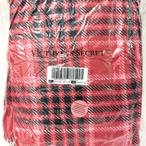 New VICTORIA'S SECRET Red Plaid Print Fleece Sherpa 60 x 50 Blanket