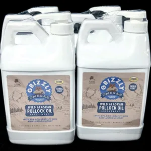 4 New GRIZZLY OMEGAS Wild Alaskan Pollock Oil Supplements for Dogs & Cats - 1893ml ea | BB 03/11/2025