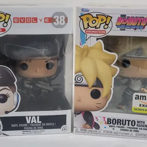 New - Funko Pop! Evolve " Val " & Naruto " Boruto " Vinyl Figues in Original Boxes .