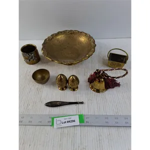 Brass Colored Dishes, Containers, Bell and Salt & Pepper Shakers
