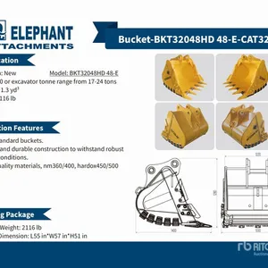 2025 Elephant BKT32048HD 48-E 48 in 1.3 cyd Digging Excavator Bucket - Fits Cat 320 / 17 - 24 ton (Unused)