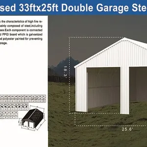 2025 KJ K3325 33 ft x 25 ft Metal Garage (Unused)