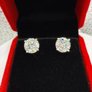 4ct Round Moissanite 4 Claw Basket Set in 925 Silver Earrings
