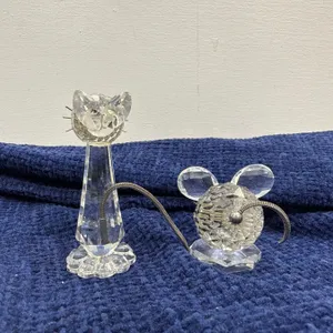 Swarovski Crystal Cat 3H and Mouse 1.75H