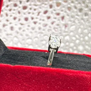 2ct Round Moissanite with 1ct Set in Center, 0.5ct on Either Side in 925 Silver Ring - Size 7