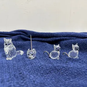 Swarovski Crystal Cats 1.5H, Big Cat 1.75H, and Mouse 0.5H