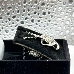 1ct Round Moissanite with 40 Round Cubic Zirconia in Dual Halos in 925 Silver Pendant
