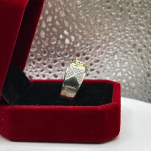 1ct Round Moissanite with 60 Round Cubic Zirconia in 925 Silver Ring - Size 11