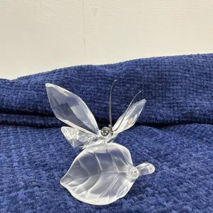 Swarovski Crystal Butterfly and 3 Flowers in Red, Yellow, and Green 