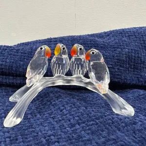 Swarovski Crystal Parrots on Branch 2.25H