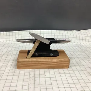 SMALL HANDMADE ANVIL AND HAMMER ON WOOD BASE