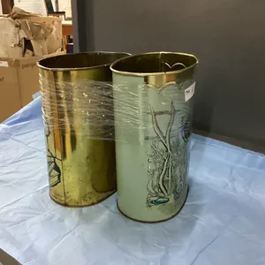 (2) VINTAGE METAL GARBAGE CANS