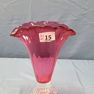 Cranberry Glass Fan Vase