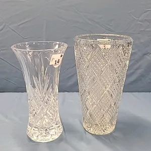 2 Glass Vases -9" and 10" High