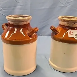 2 China Milk Can Style Pieces -7" High