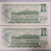 1973 Canadian One Dollar Bank Notes , Consecutive Numbers . Both appear uncirculated w/no bends or folds