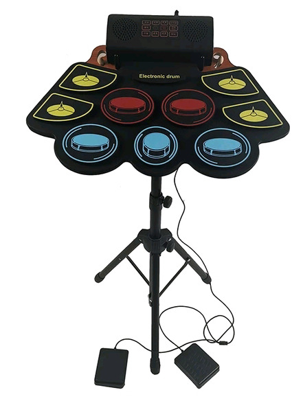 New - Electronic Digital Drum Kit , 9-Pad w/Drumsticks , Foot Pedals & Drum Stand