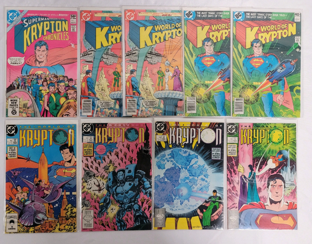 DC Comics Superman The World of Krypton Comics , Nine (9) Comics
