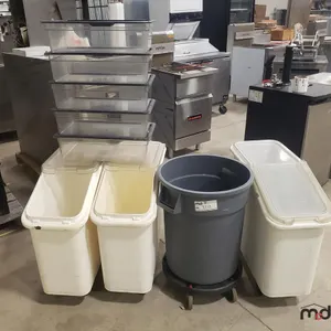 Garbage Bin, (3) White Storage Bins & (5) Storage Bins 
 UNRESERVED
