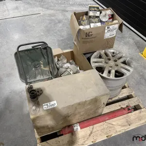 Pallet of Filters, VW Wheels, Grass Seeder and Parts
 UNRESERVED