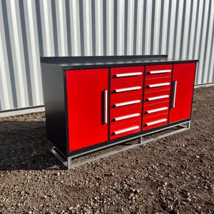 Unused Steelman 7' 10-Drawer Red Work Bench