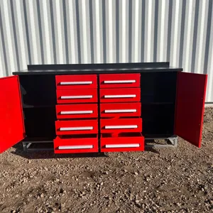 Unused Steelman 7' 10-Drawer Red Work Bench