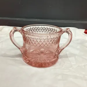 PINK DEPRESSION GLASS SUGAR BOWL