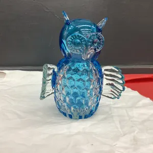 BLUE GLASS OWL - HANDMADE
