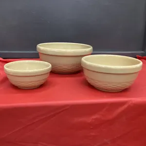 MEDALTA REDCLIFF  3-PIECE POTTERY BOWL SET W/ WAFFLE WEAVE PATTERN