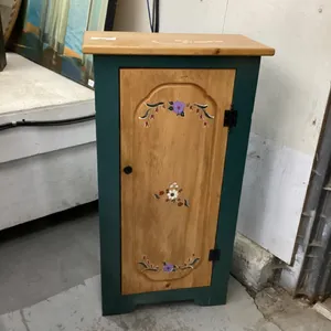 SMALL WOOD CABINET W SOME STENCILING