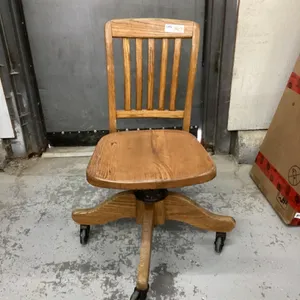 VINTAGE WOOD OFFICE CHAIR ON CASTORS