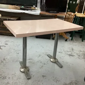 DOUBLE PEDESTAL TABLE - ARBORITE TOP/METAL LEGS