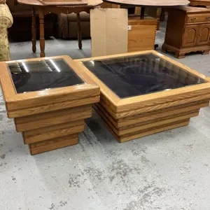 SHADOW BOX SQUARE COFFEE TABLE AND END TABLE SET