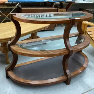 3-TIERED TAPERED DISPLAY SHELF W/ GLASS INSERTS