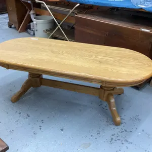 OVAL COFFEE TABLE.  DOUBLE PEDESTAL STYLE